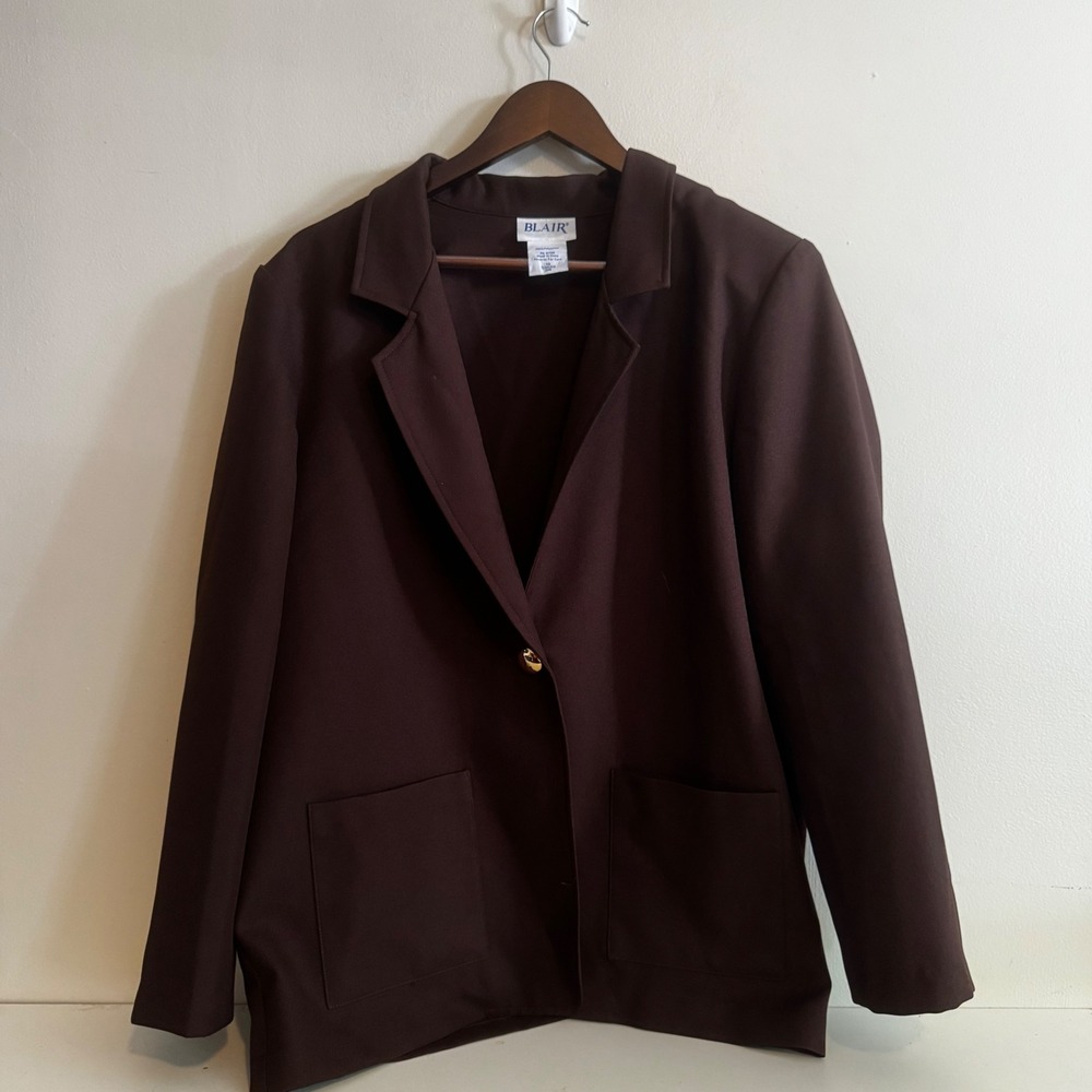 Blair Women's Chocolate Brown Blazer Size 14 Plus Size Fall Capsule Staples